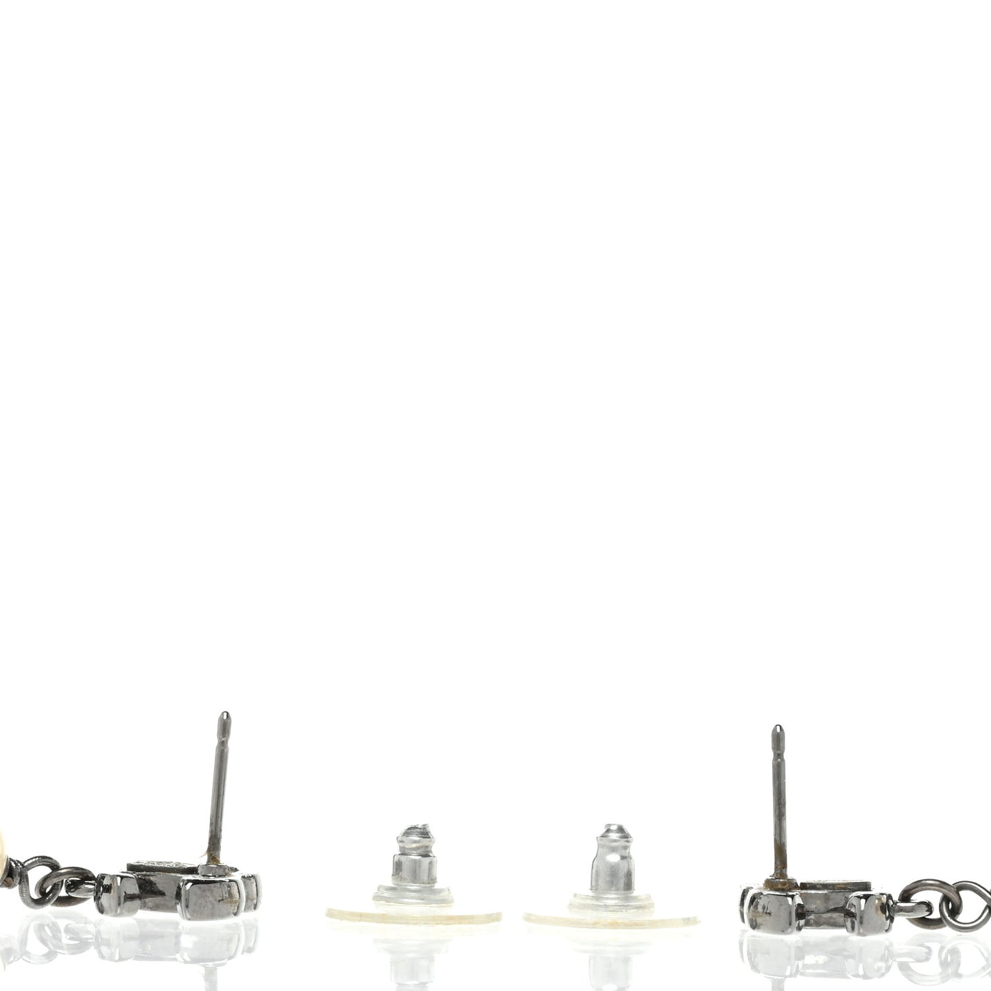 Pearl CC Drop Earrings Silver