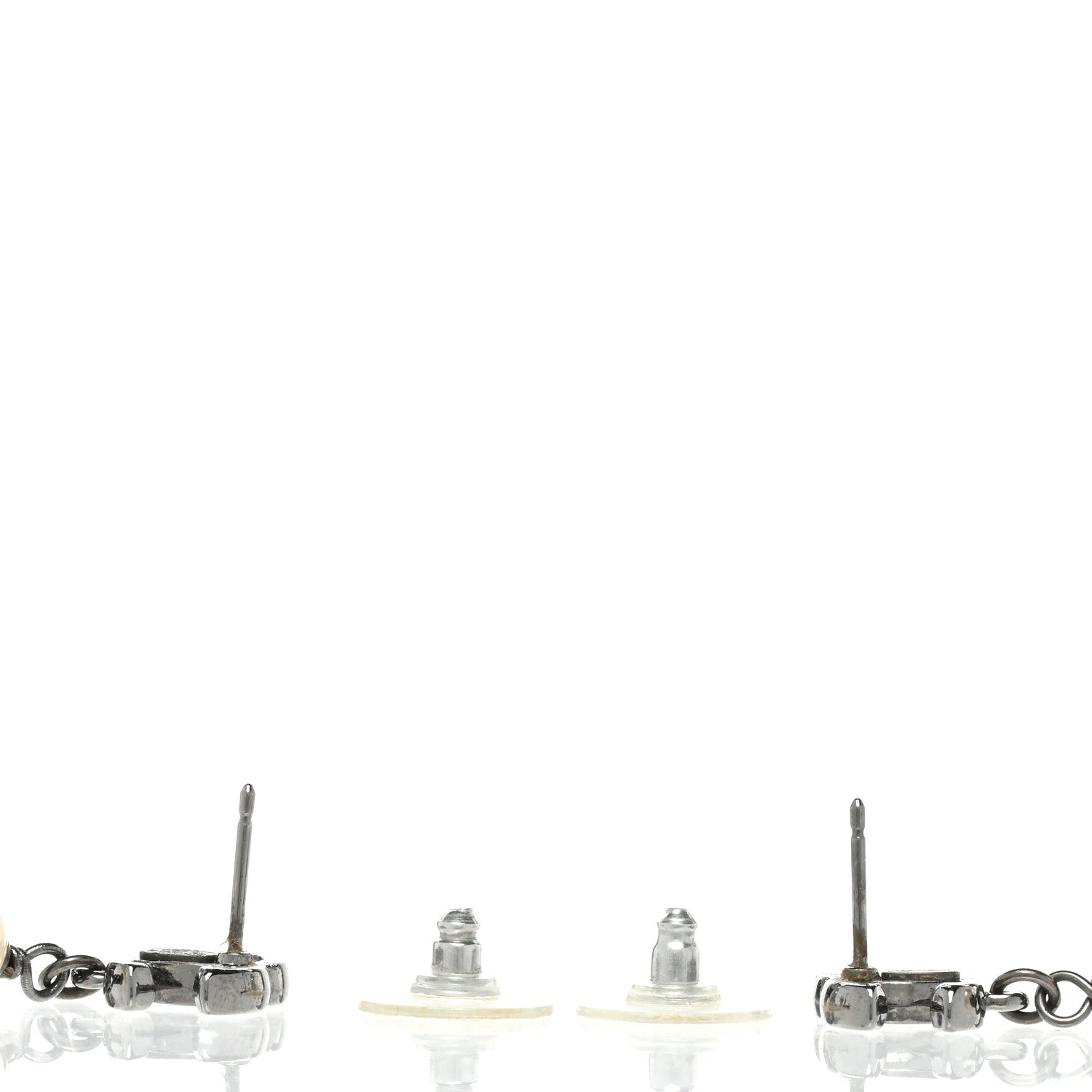 Chanel Pearl CC Drop Earrings Silver 3 of 5