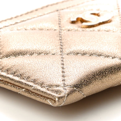 Chanel Metallic Lambskin Quilted CC Card Holder Gold 9 of 11