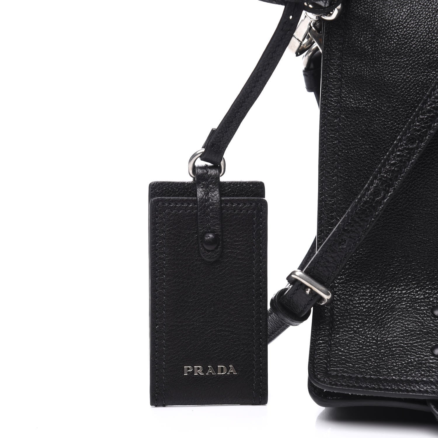 Prada Glace Calf Etiquette Flap Black Astrale 9 of 9