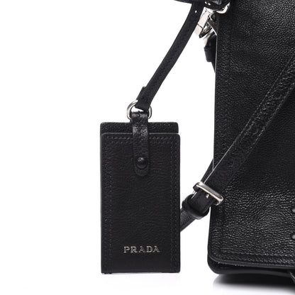 Prada Glace Calf Etiquette Flap Black Astrale 9 of 9