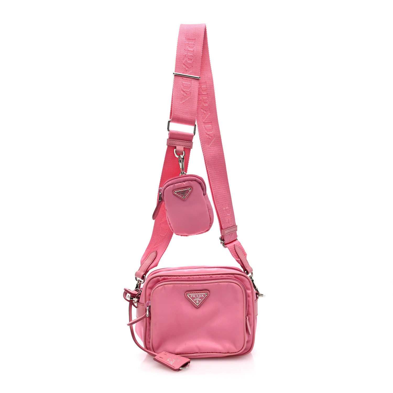 Prada Tessuto Nylon Saffiano Brique Crossbody Bag Re-Edition 2005 Begonia 1 of 9