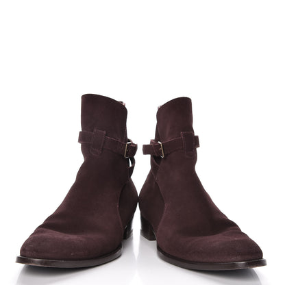 Saint Laurent Suede Soho Calfskin Ankle Boots 40 Deep Blood 7 of 25