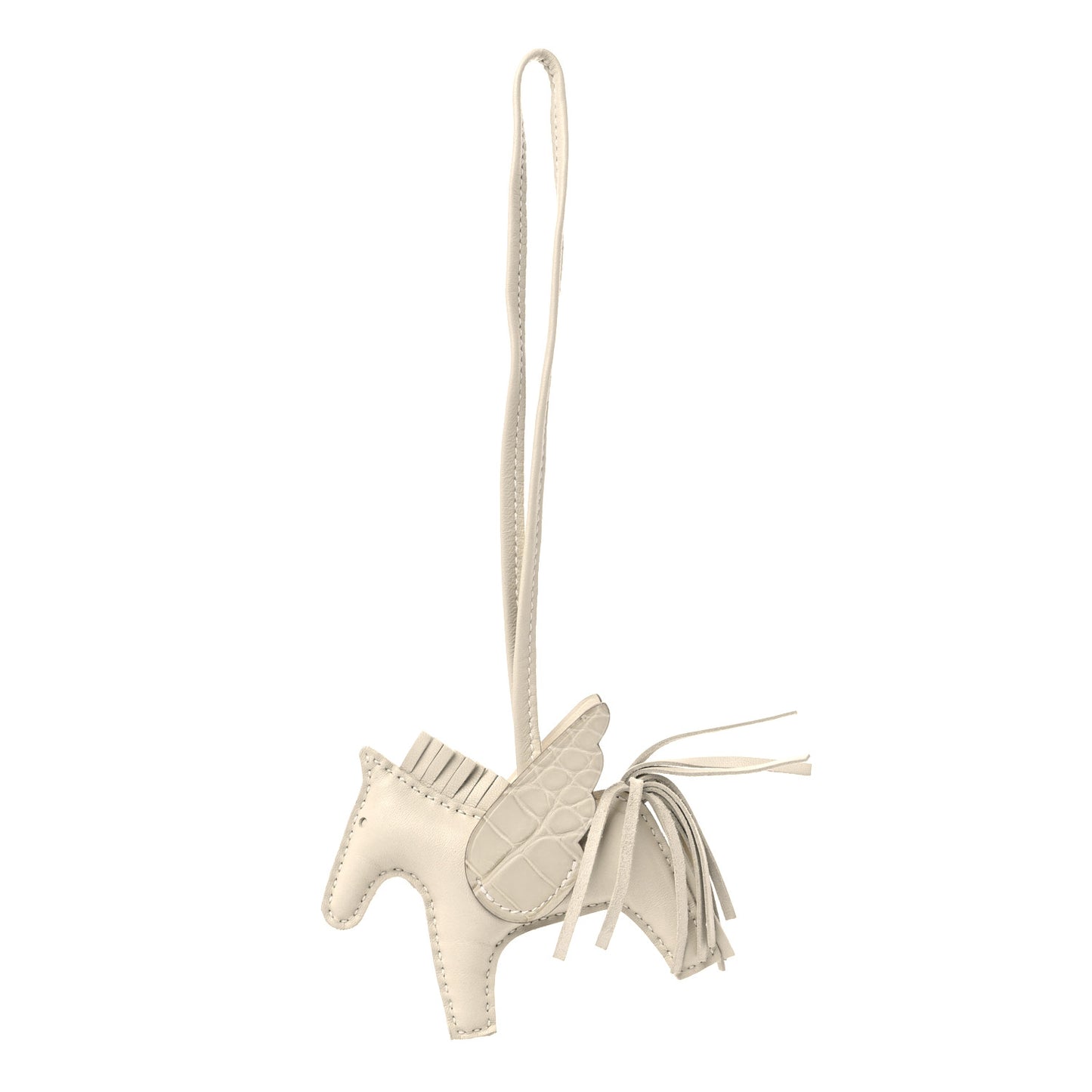 Milo Lambskin Matte Alligator Touch Grigri Rodeo Pegase Horse Bag Charm PM Craie Nata Beton
