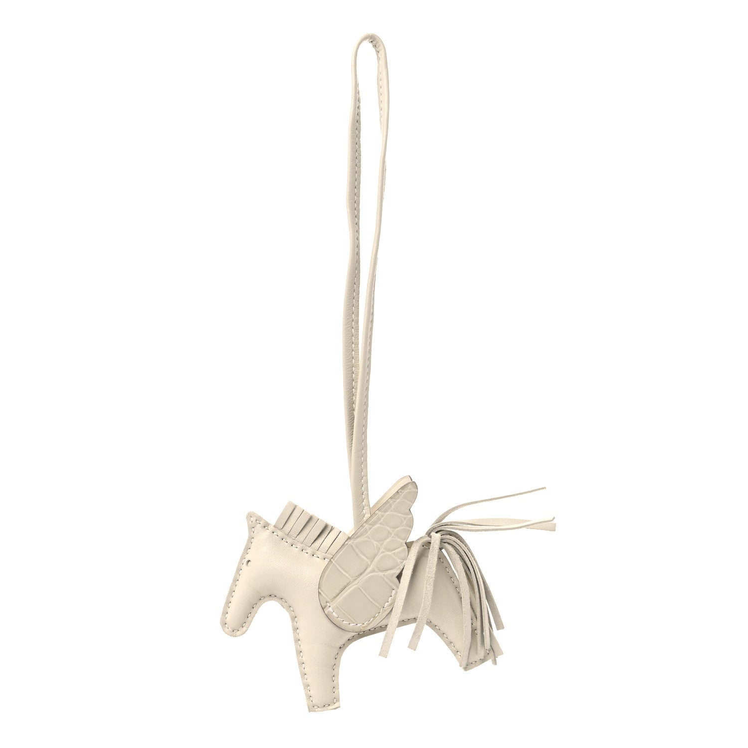 Hermes Milo Lambskin Matte Alligator Touch Grigri Rodeo Pegase Horse Bag Charm PM Craie Nata Beton 1 of 6
