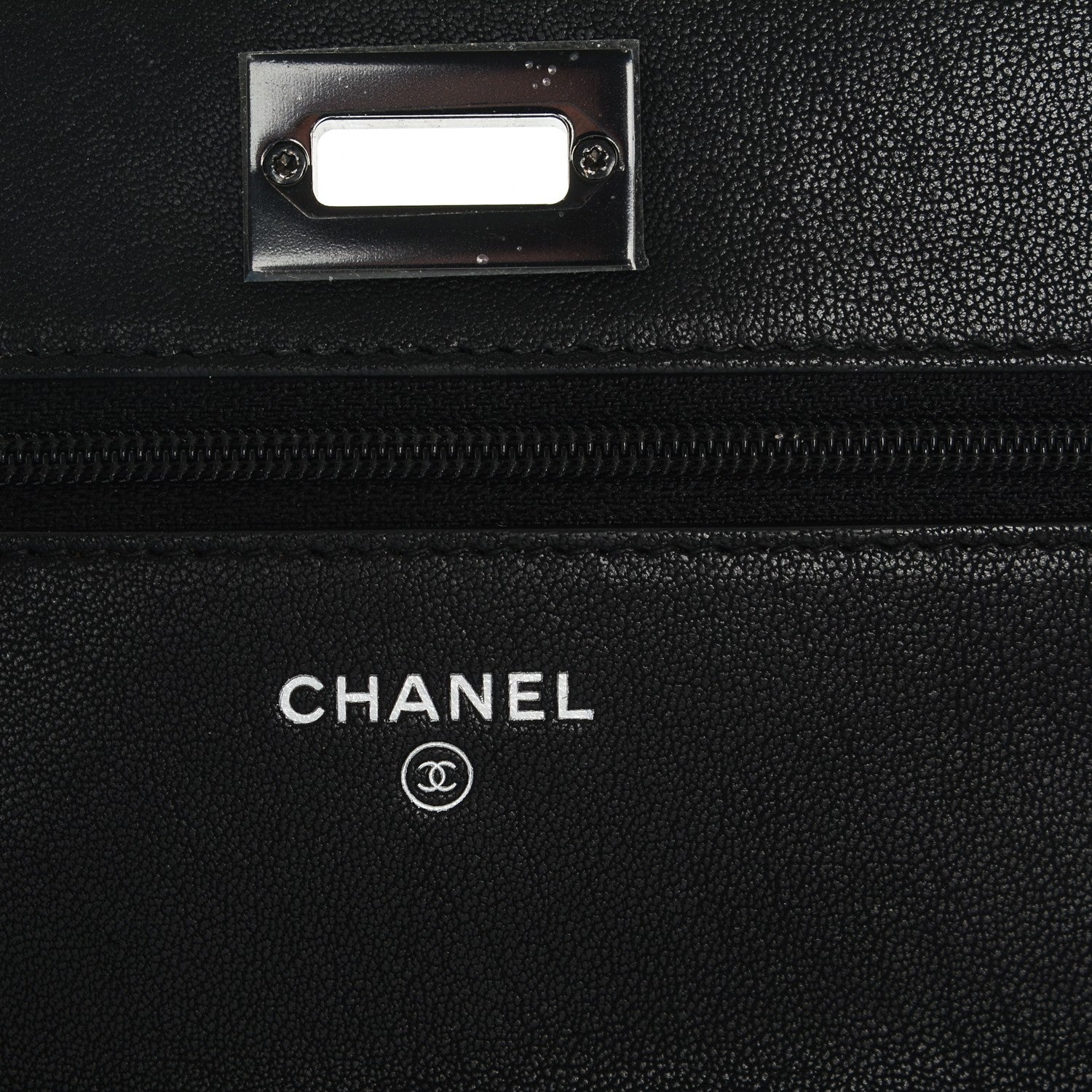 Chanel Sheepskin Chevron Reissue Wallet On Chain WOC So Black 6 of 8