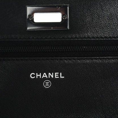 Chanel Sheepskin Chevron Reissue Wallet On Chain WOC So Black 6 of 8