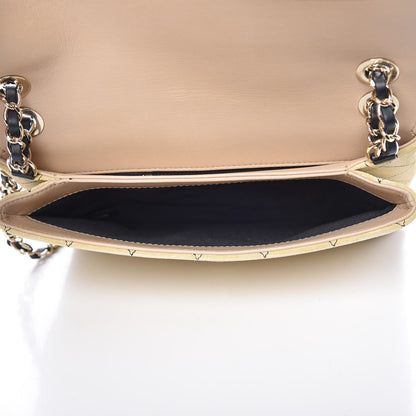 Chanel Suede Quilted Retro Label Flap Bag Beige Black 5 of 10