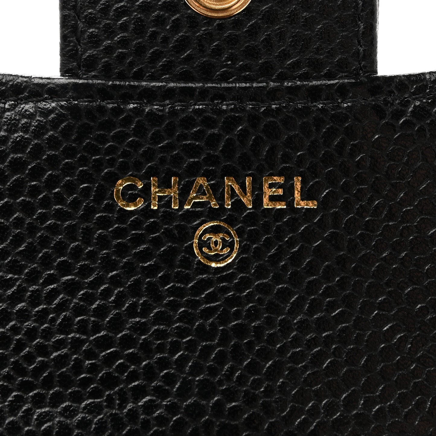 Caviar Quilted Compact Flap Wallet Black