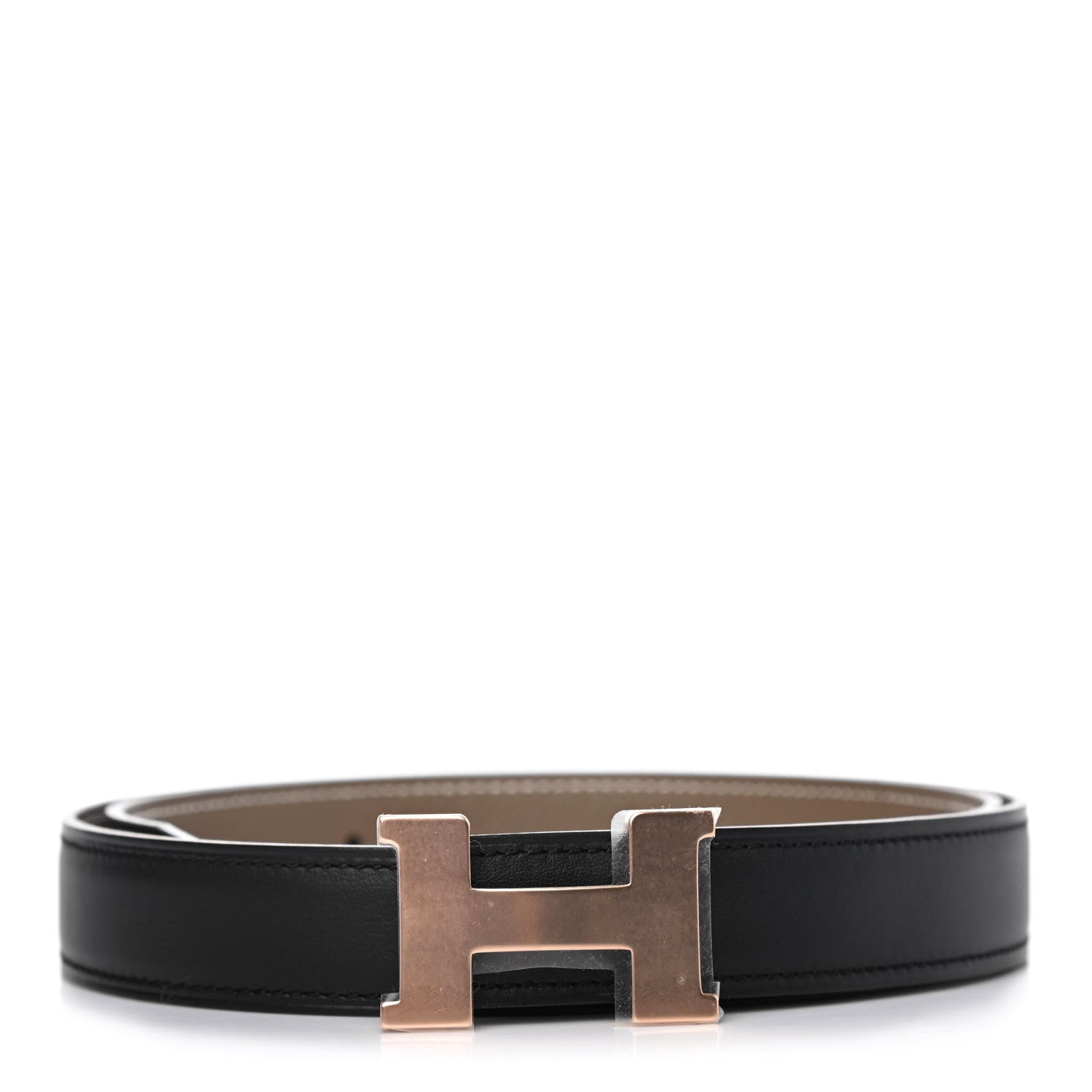 Hermes Swift Epsom 24mm H Belt 75 Black Etoupe 1 of 4