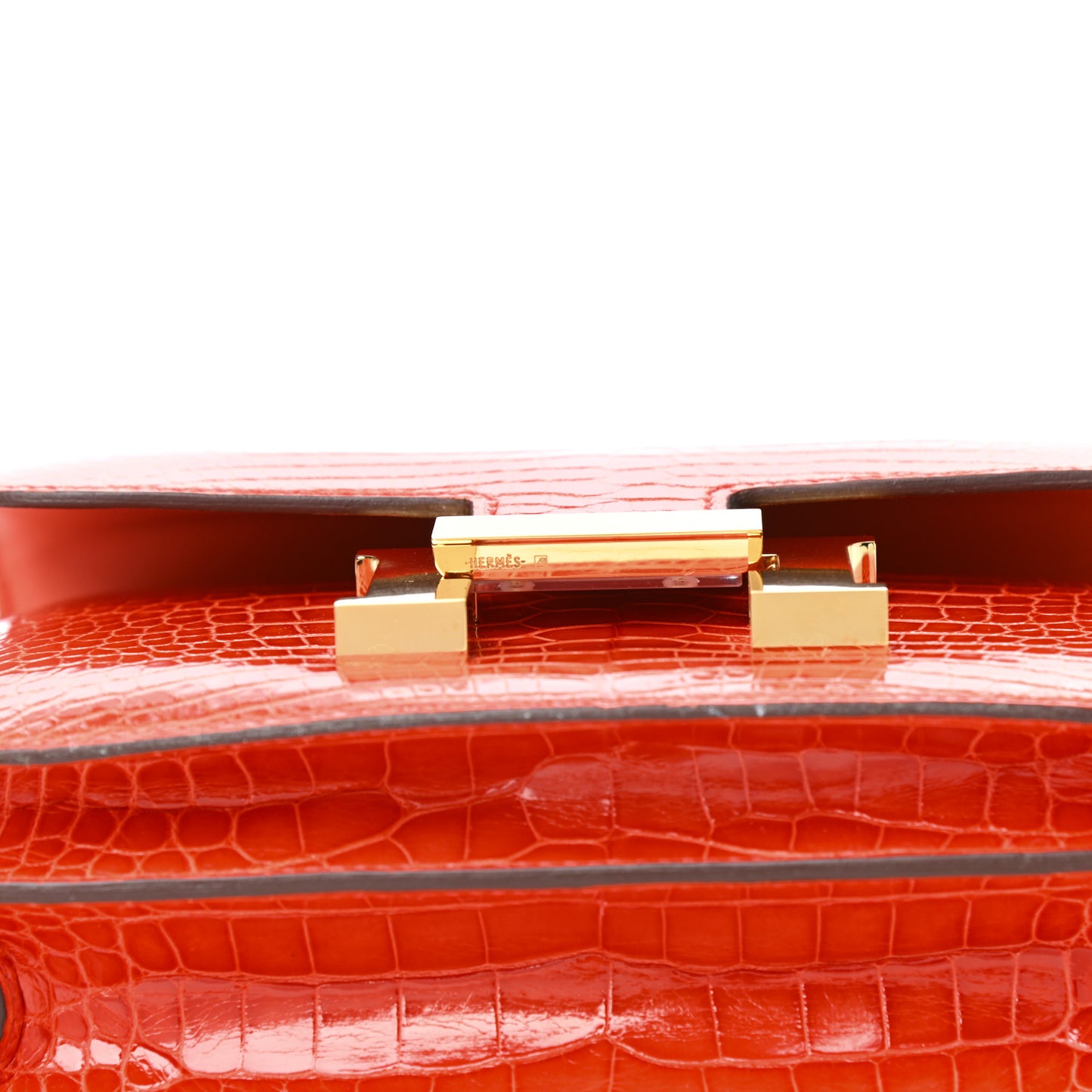Shiny Alligator Constance 18 Orange Poppy