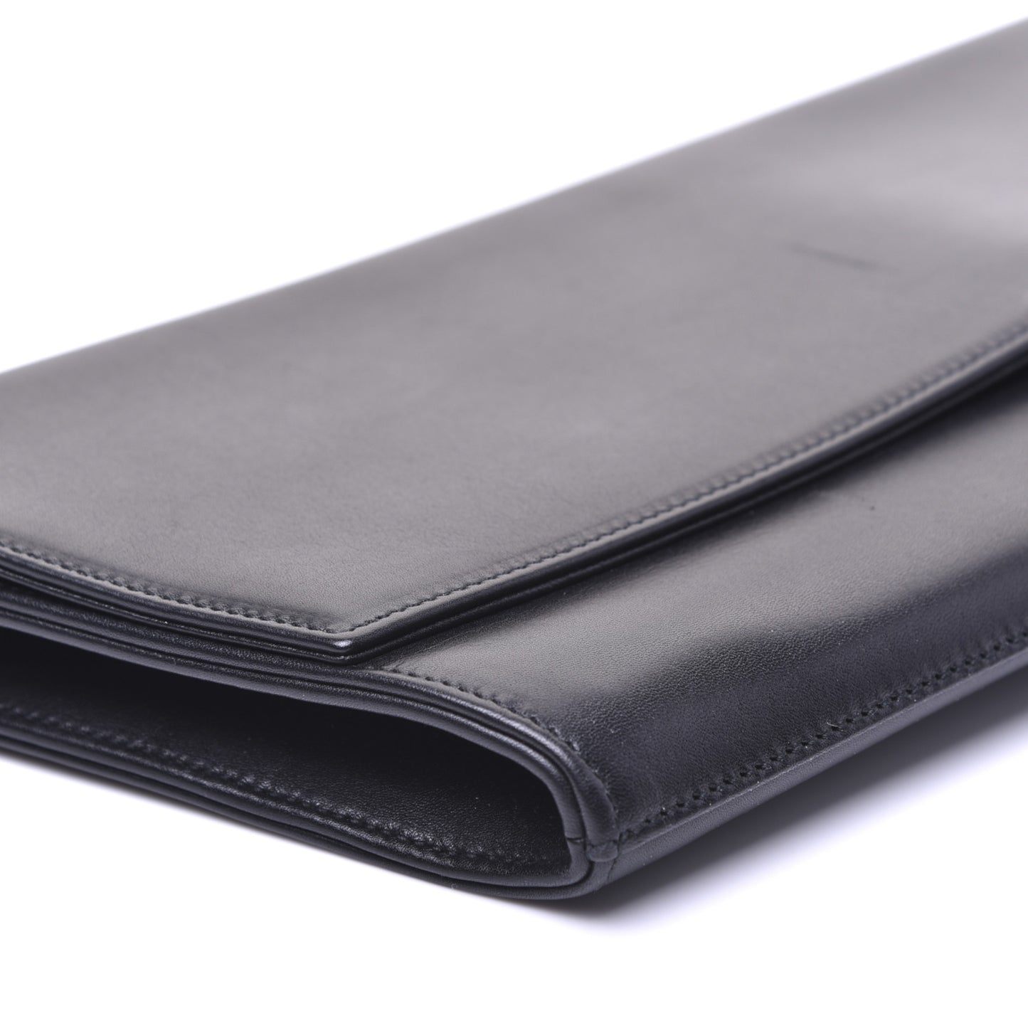 Calfskin Diagonal Clutch Black