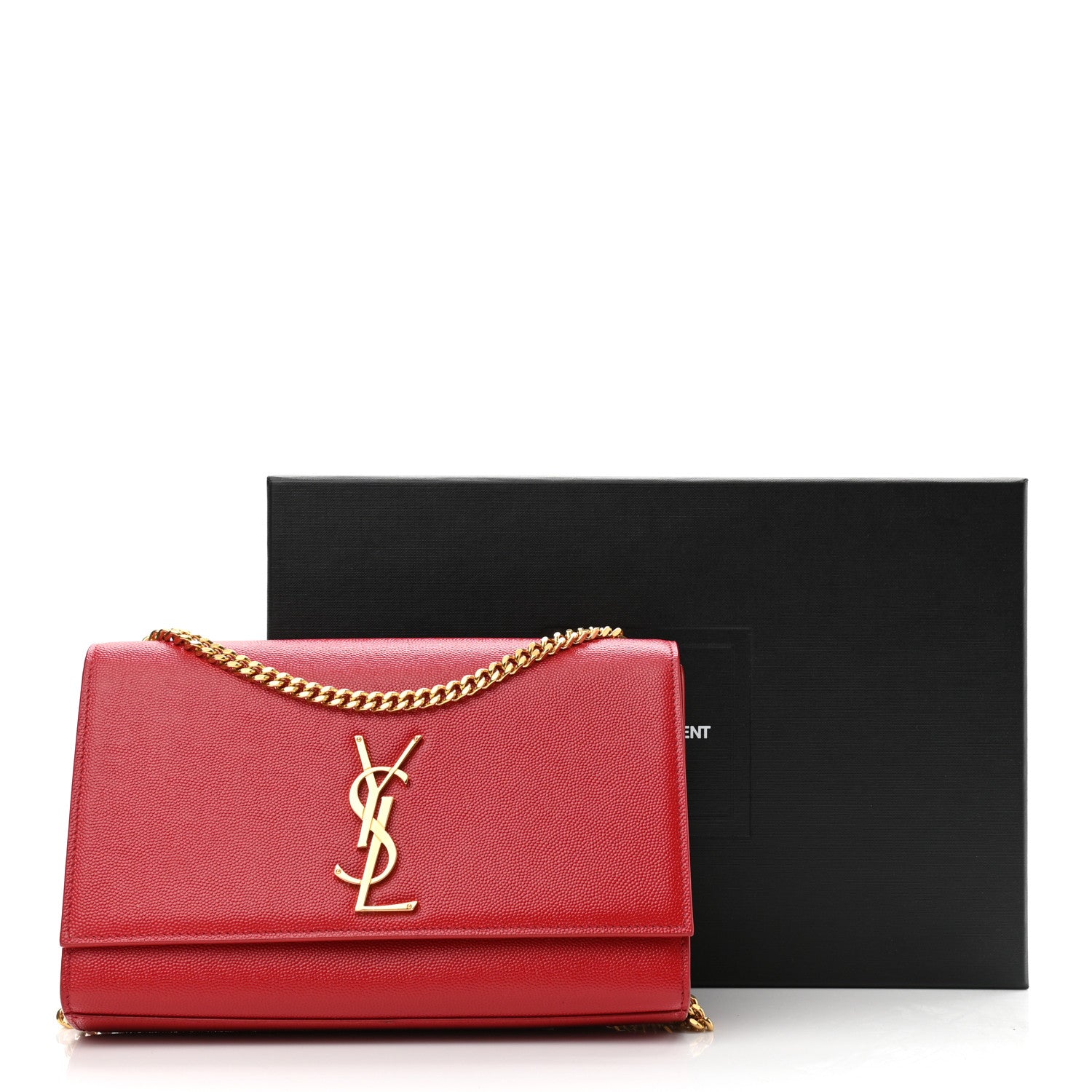Saint Laurent Grain De Poudre Medium Monogram Kate Satchel Red 12 of 12