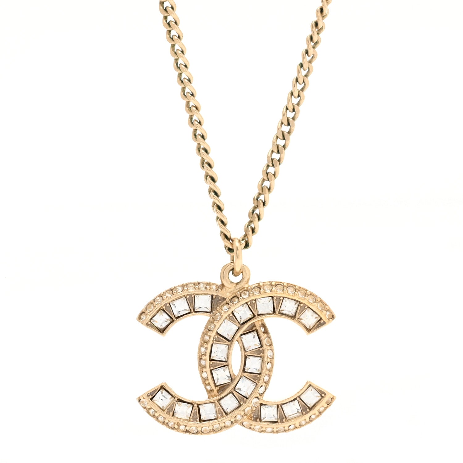 Chanel Baguette Crystal CC Necklace Gold 4 of 5