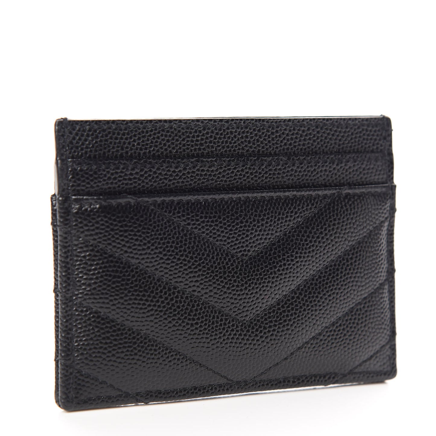 Grain De Poudre Matelasse Chevron Monogram Credit Card Case Black