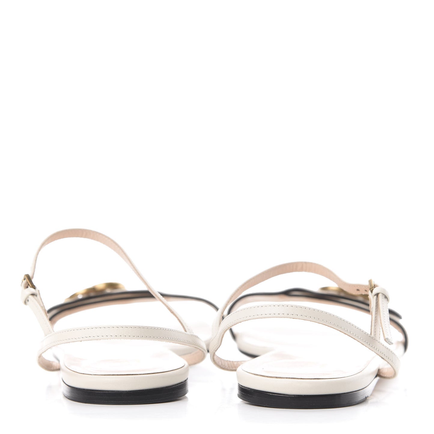 Lifford Calfskin GG Marmont Ankle Wrap Flat Sandals 41 Mystic White