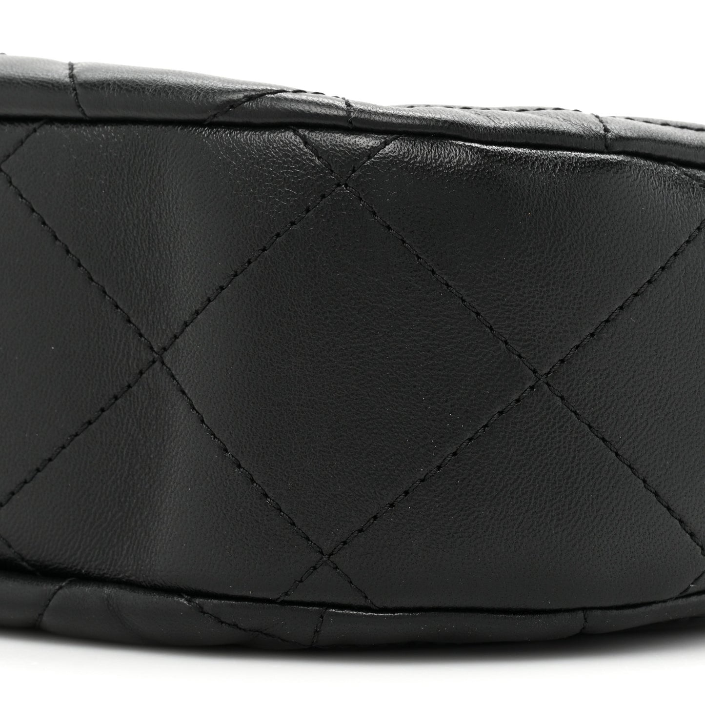 Lambskin Chain Rows Quilted Chain Hobo Black