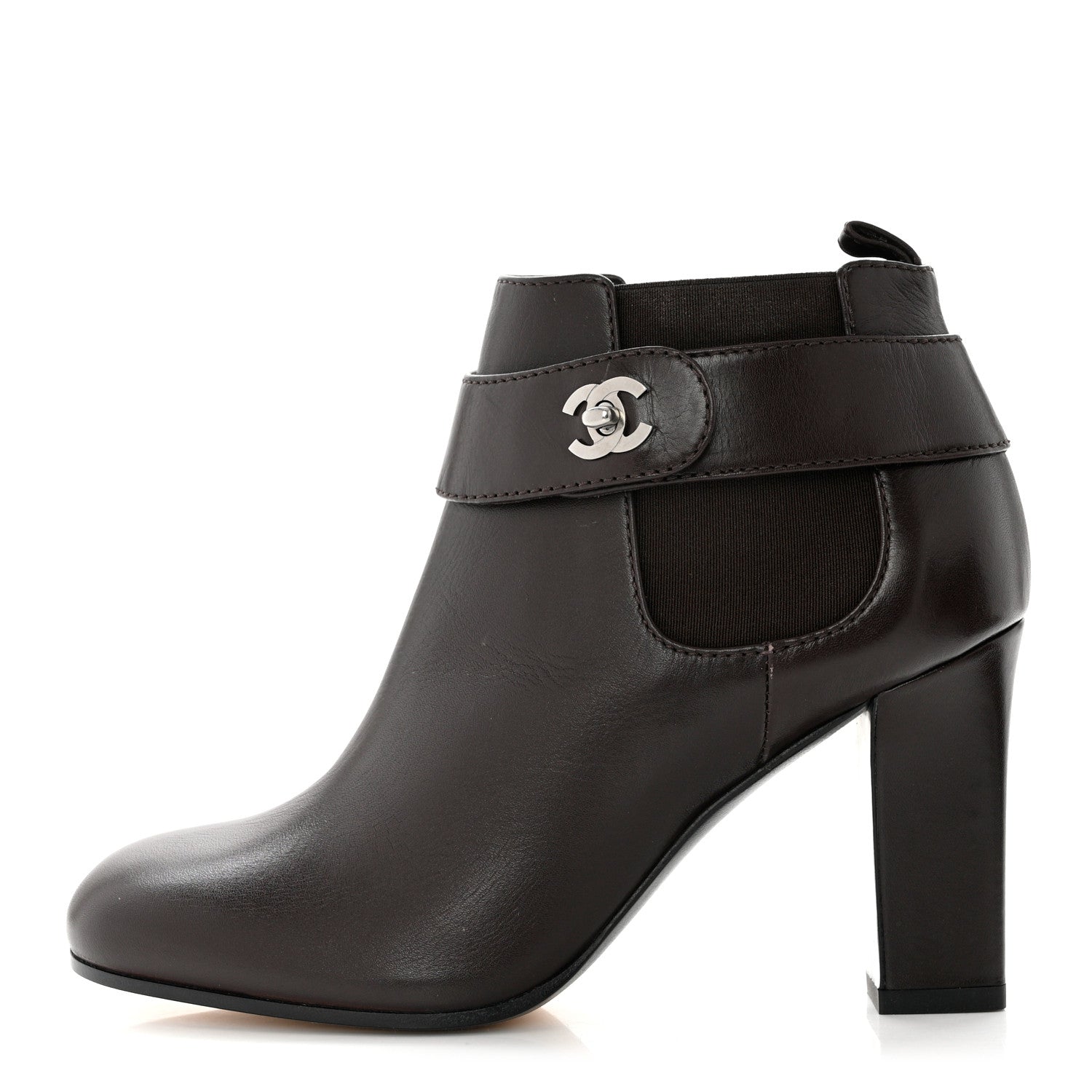 Chanel Calfskin CC Turnlock Ankle Boots 36 Brown 1 of 9