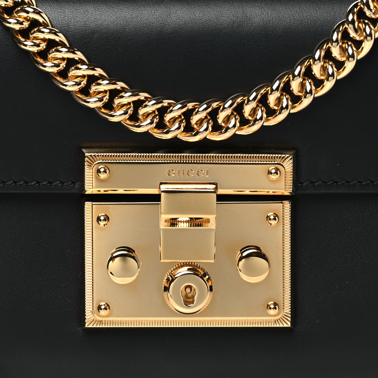Calfskin Small Padlock Shoulder Bag Black