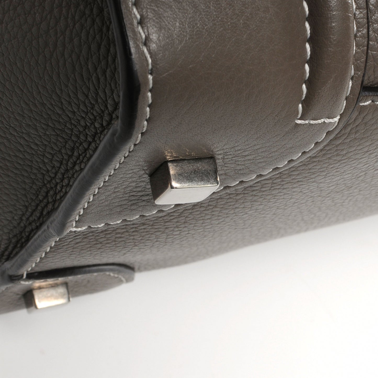 Drummed Calfskin Mini Luggage Bag Souris