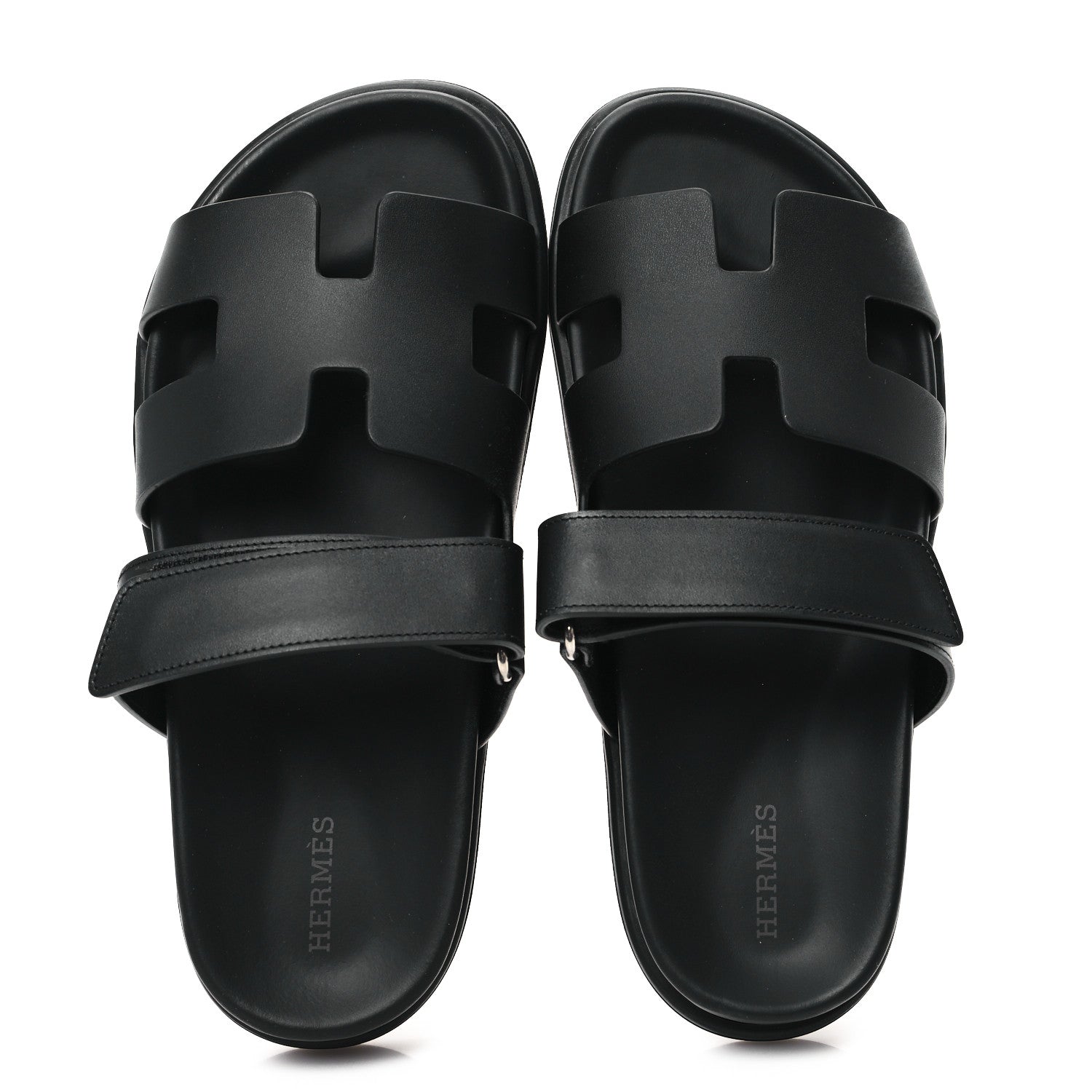 Hermes Calfskin Womens Chypre Sandals 38.5 Black 2 of 10