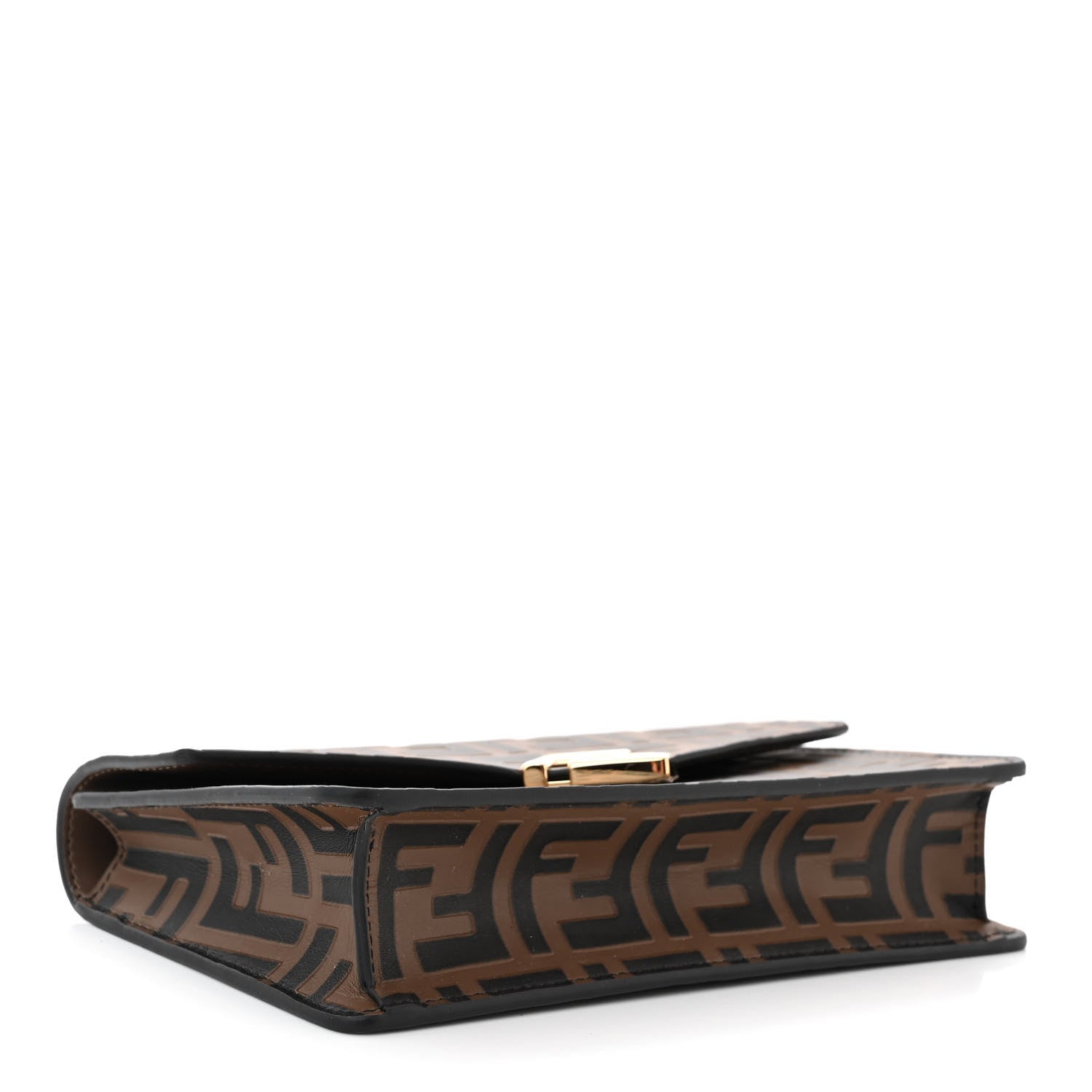 Fendi Vitello Ceylon Bi-Color FF 1974 Embossed FF Diamonds Chain Wallet Maya Black 4 of 10