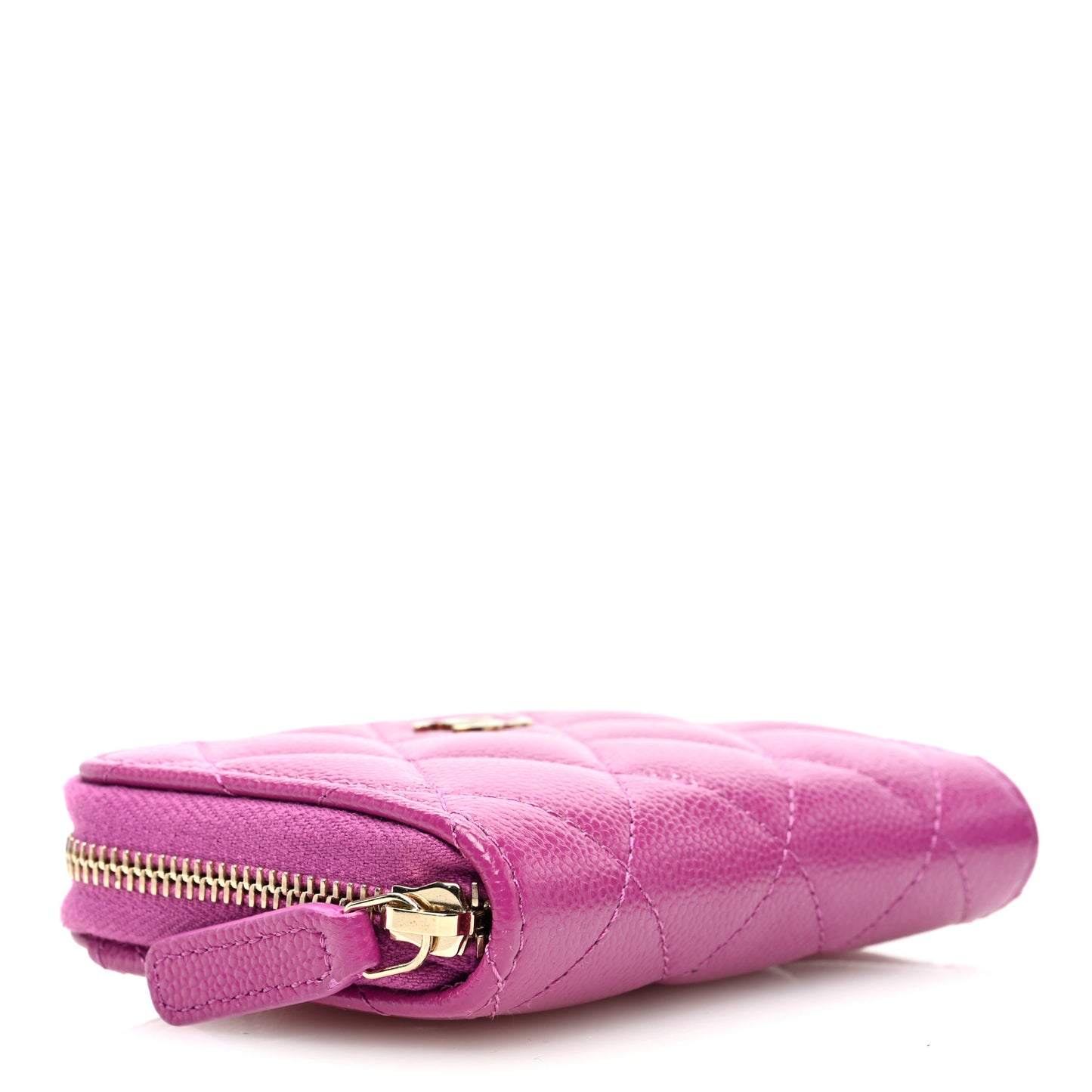 Caviar Quilted Zip Around Coin Purse Wallet Purple