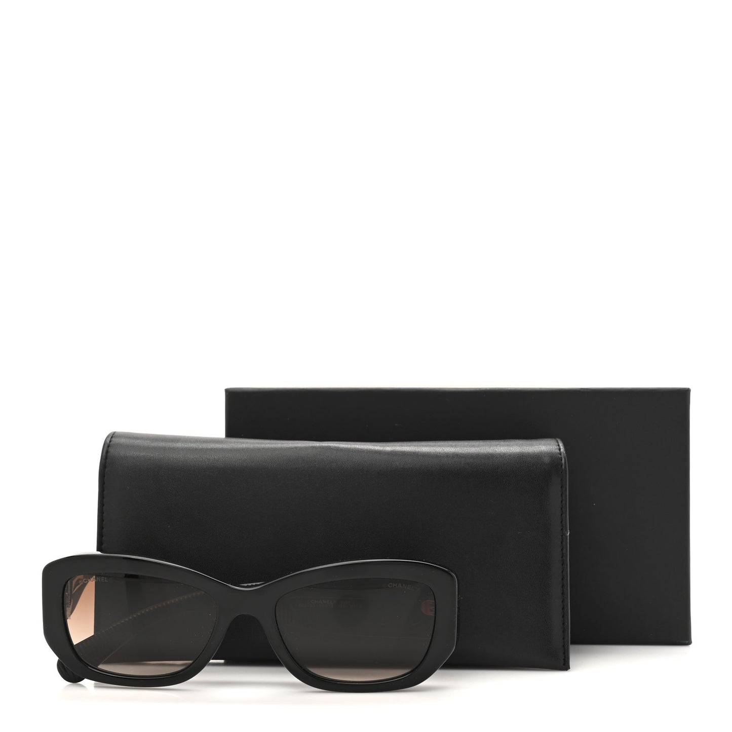 Acetate Rectangle Sunglasses 5493-A Black Brown