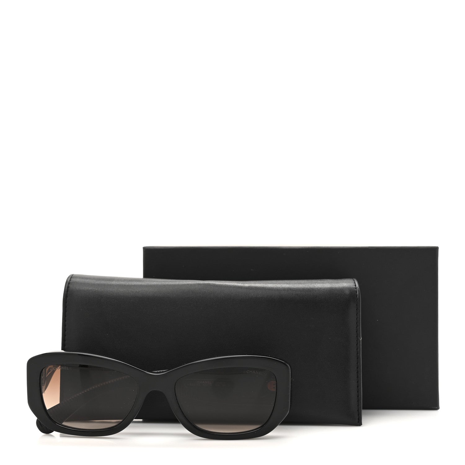 Chanel Acetate Rectangle Sunglasses 5493-A Black Brown 7 of 7