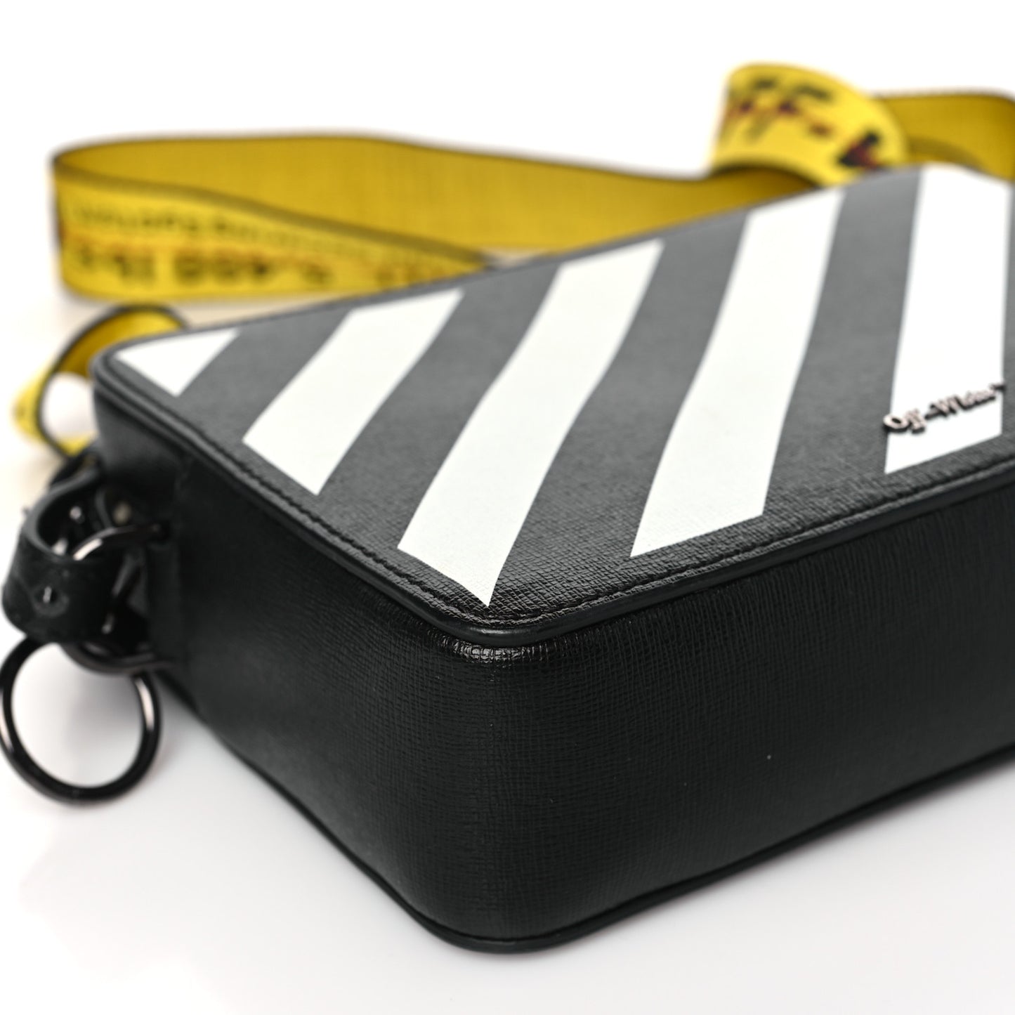 Saffiano Striped Mini Diag Bag Black White