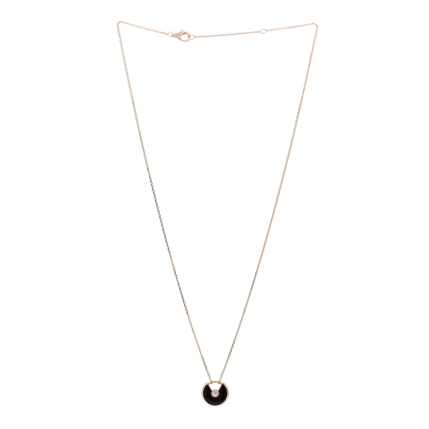 18K Pink Gold Diamond Black Onyx XS Amulette de Cartier Pendant Necklace