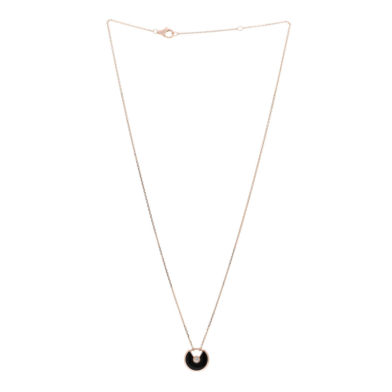 Cartier 18K Pink Gold Diamond Black Onyx XS Amulette de Cartier Pendant Necklace 3 of 5