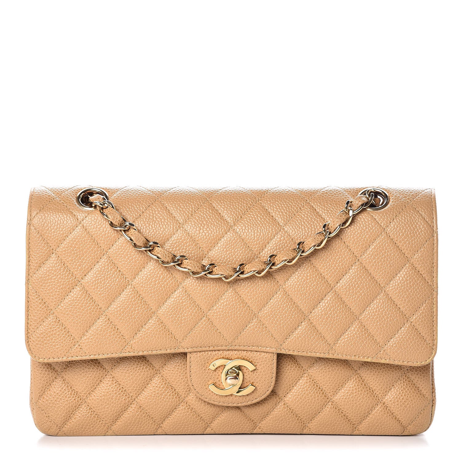 Chanel Caviar Quilted Medium Double Flap Beige 1 of 12