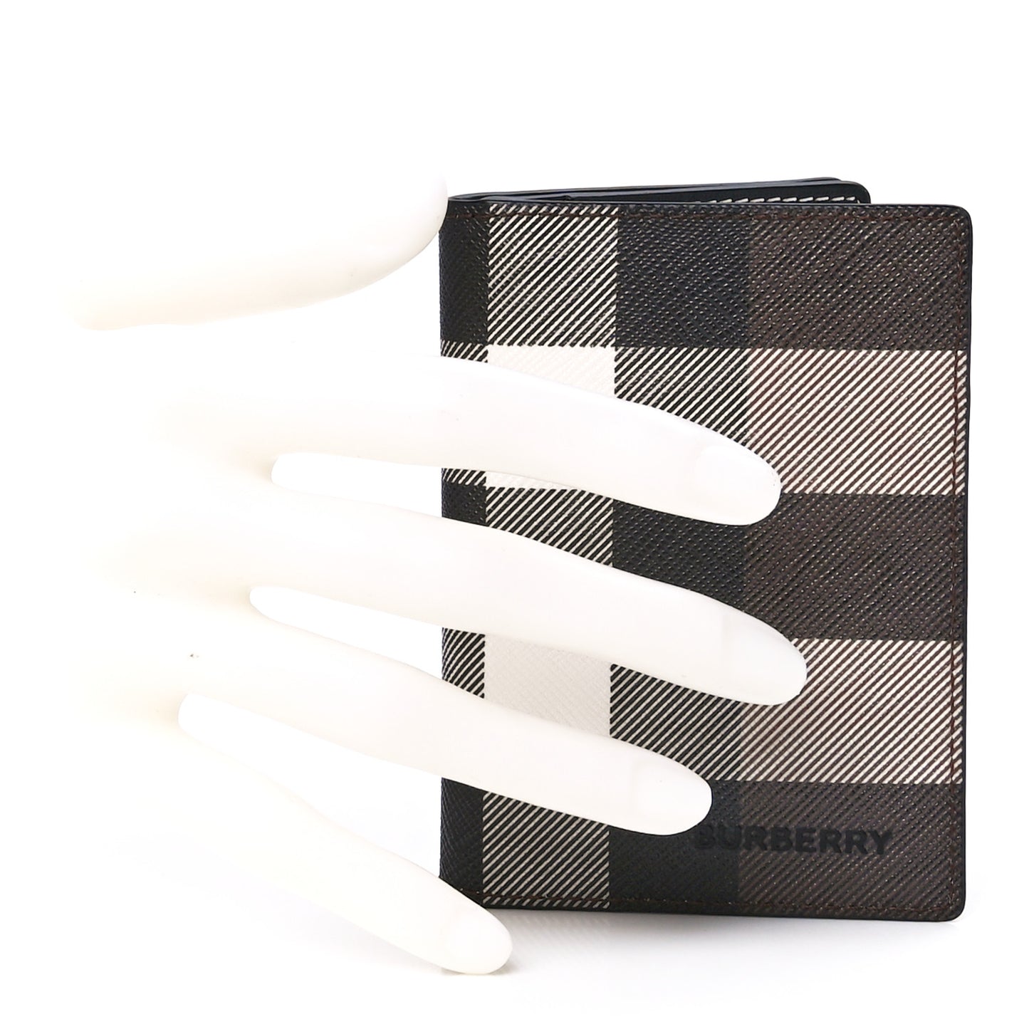E-Canvas Check Folding Card Case Dark Birch Brown