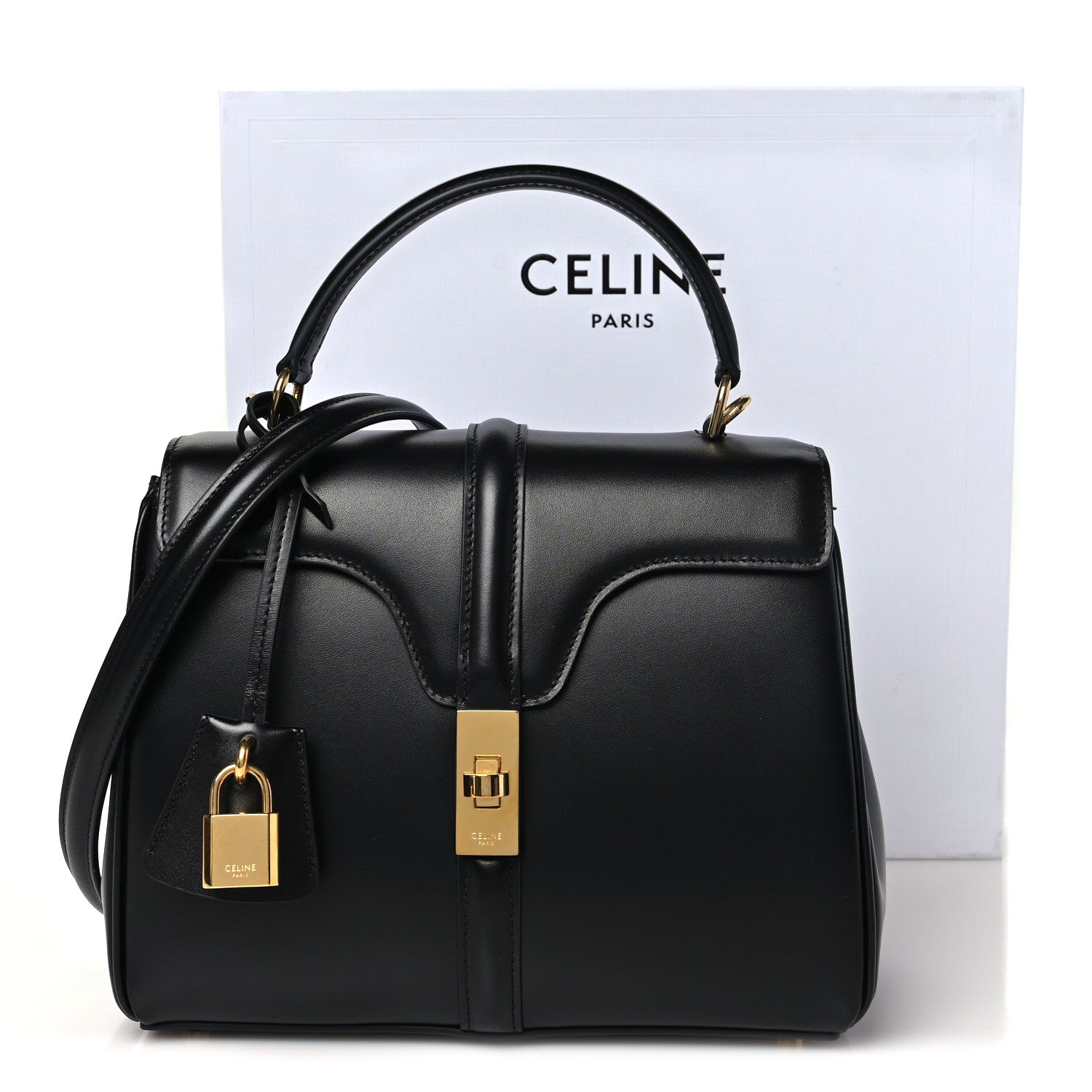 Celine Satinated Calfskin Small 16 Top Handle Bag Black 11 of 11
