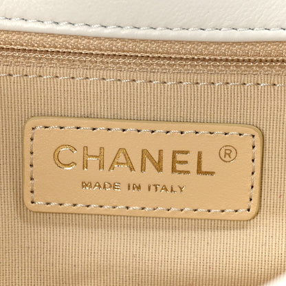 Chanel Lambskin Quilted Chain Bar Top Handle Flap White 6 of 9