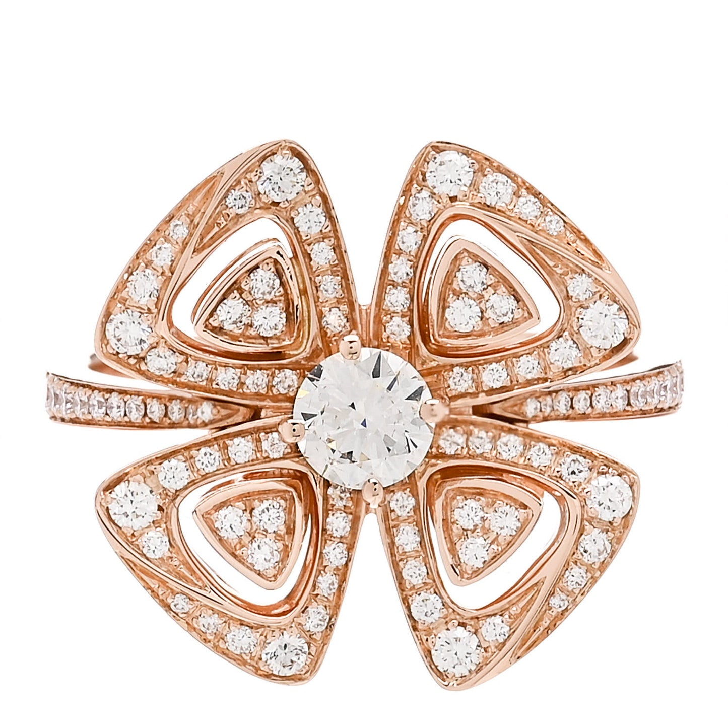 18K Rose Gold Diamond Fiorever Pave Ring 54 6.75