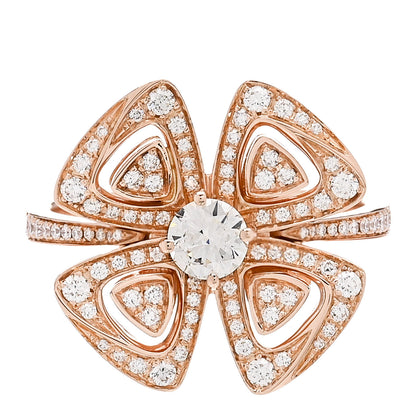 Bulgari 18K Rose Gold Diamond Fiorever Pave Ring 54 6.75 1 of 6