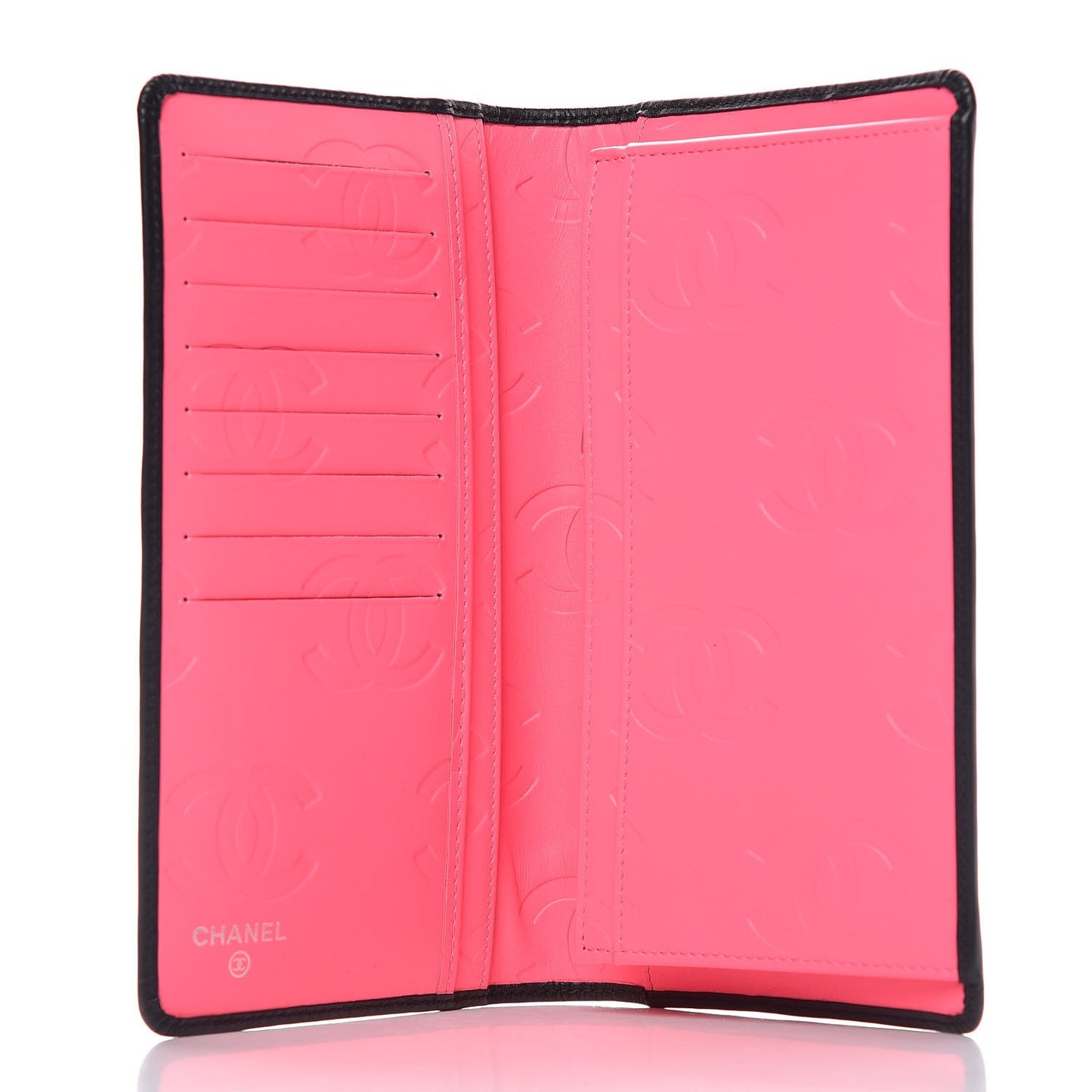 Calfskin Quilted Cambon Yen Wallet Black