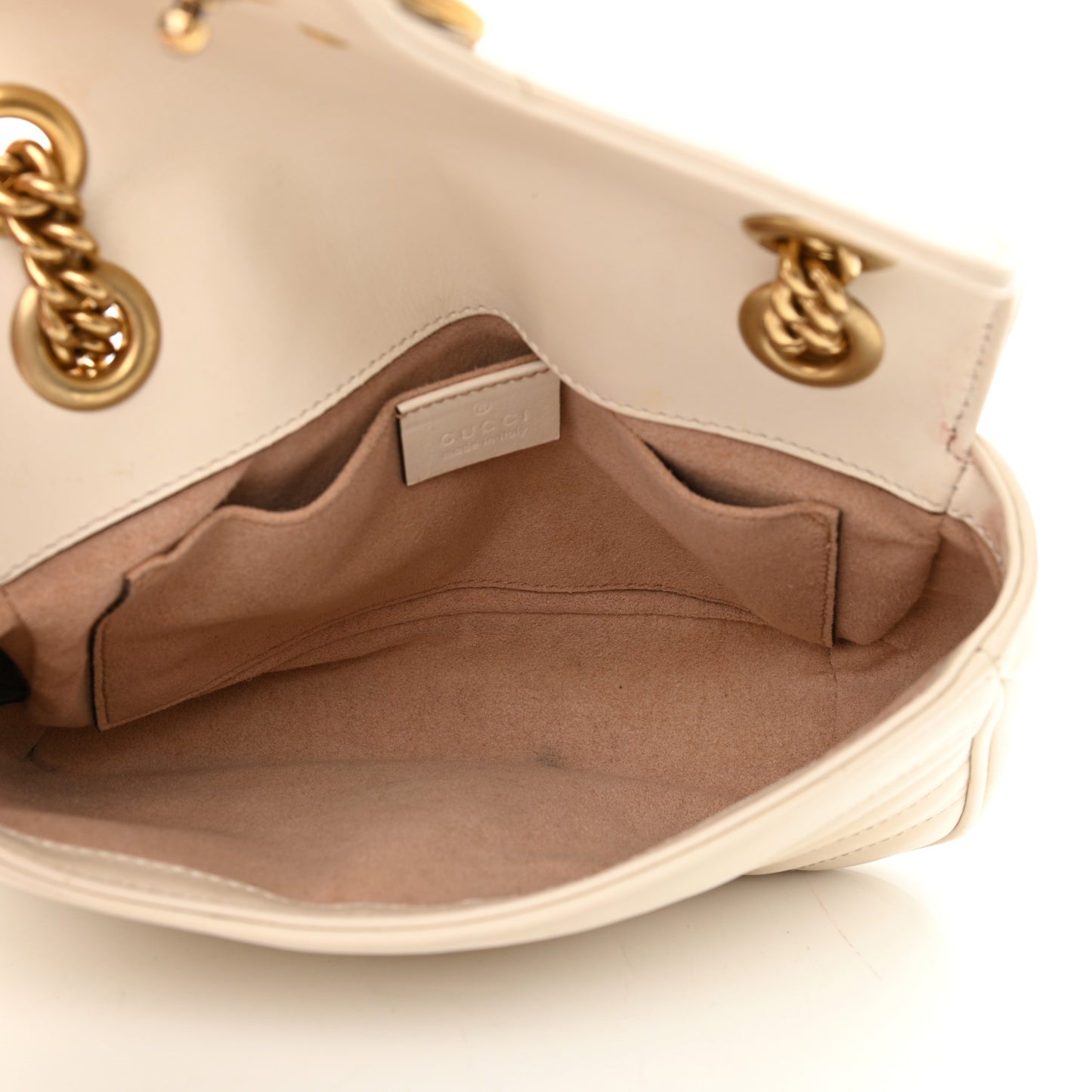 Calfskin Matelasse Mini GG Marmont Shoulder Bag White
