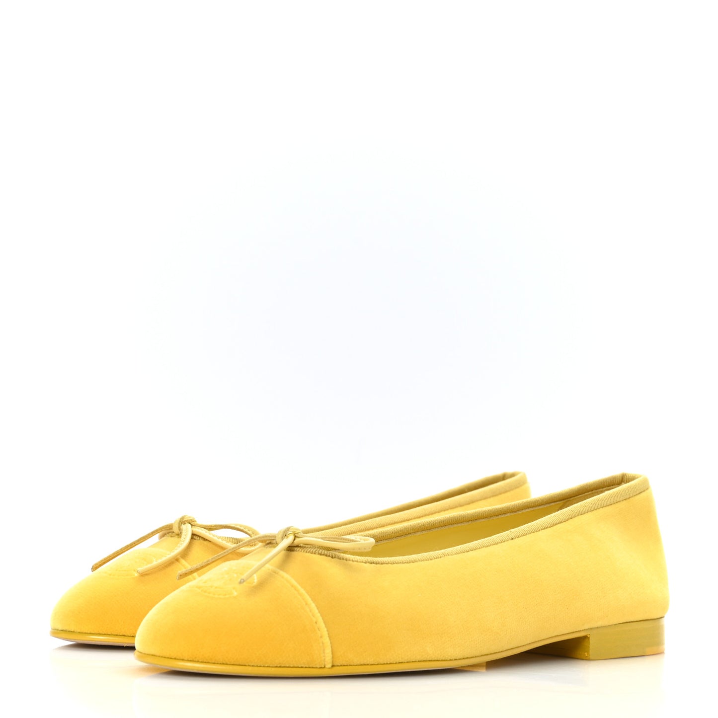Velvet Cap Toe Ballerina Flats 37 Yellow
