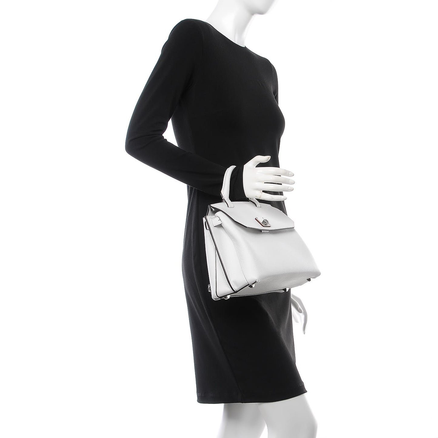 Grained Calfskin Medium Milla Convertible Backpack White Flake