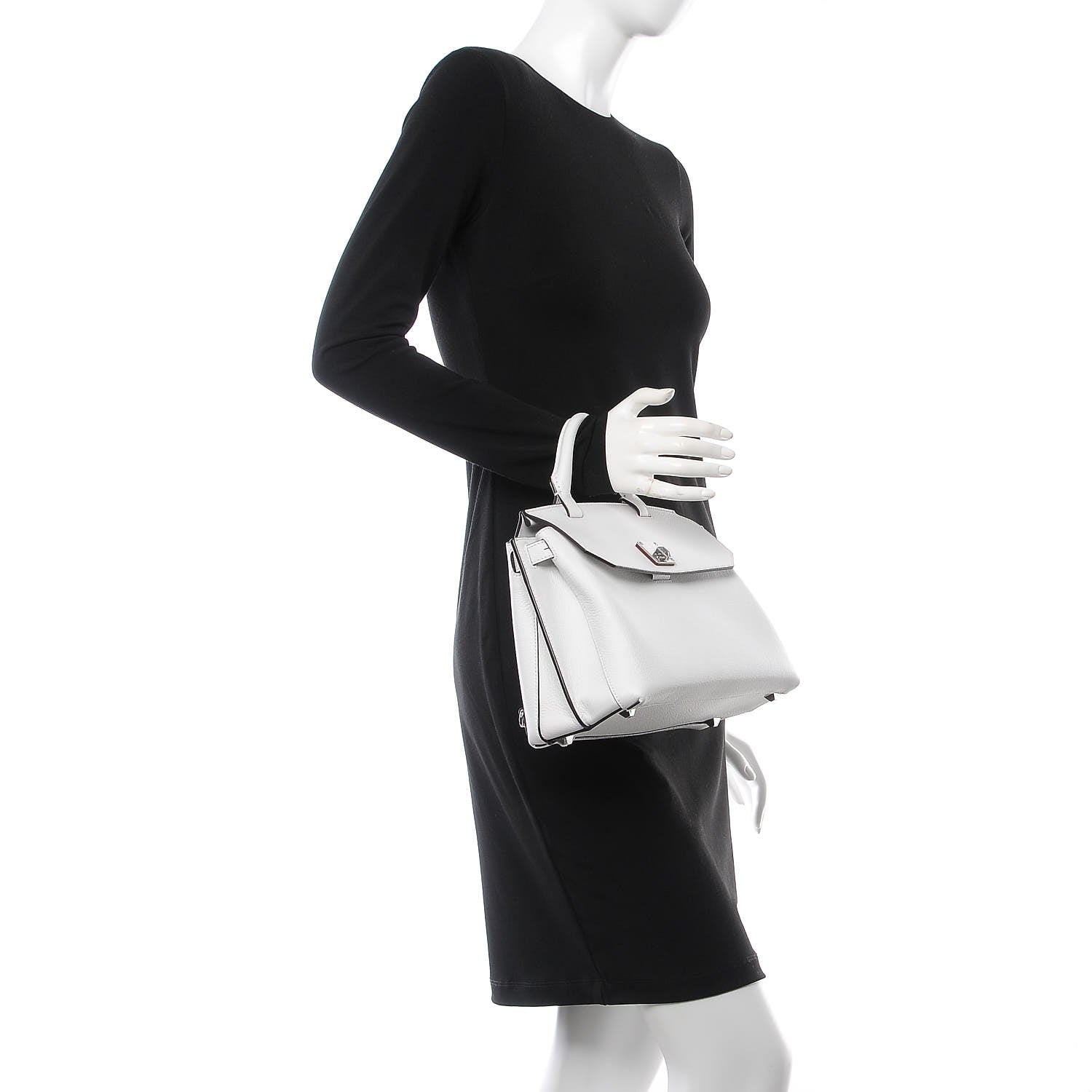 MCM Grained Calfskin Medium Milla Convertible Backpack White Flake 3 of 13