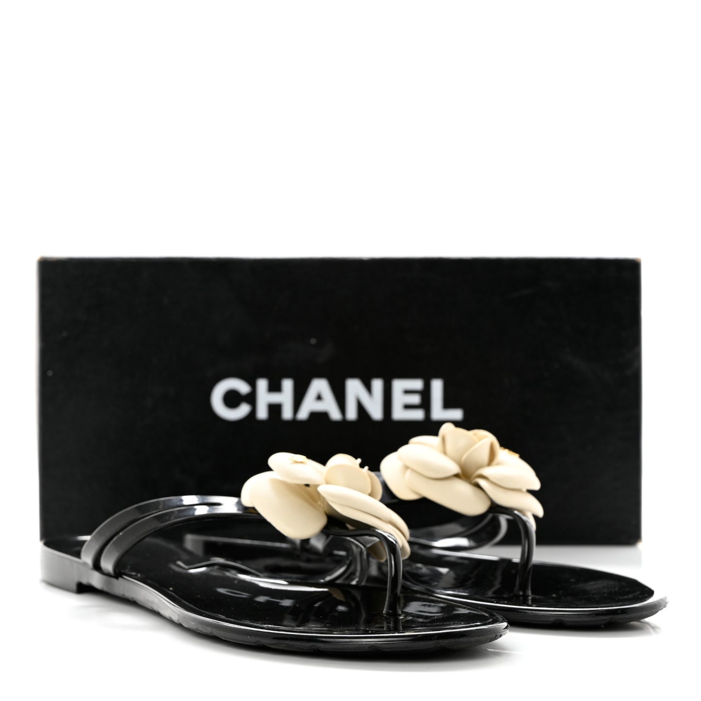 Jelly Camellia Thong Sandals 40 Black Ivory