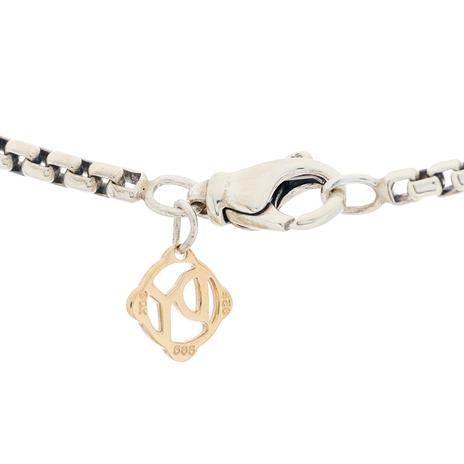 David Yurman Sterling Silver 14K Yellow Gold 2.7mm Box Chain Necklace 16" 3 of 3