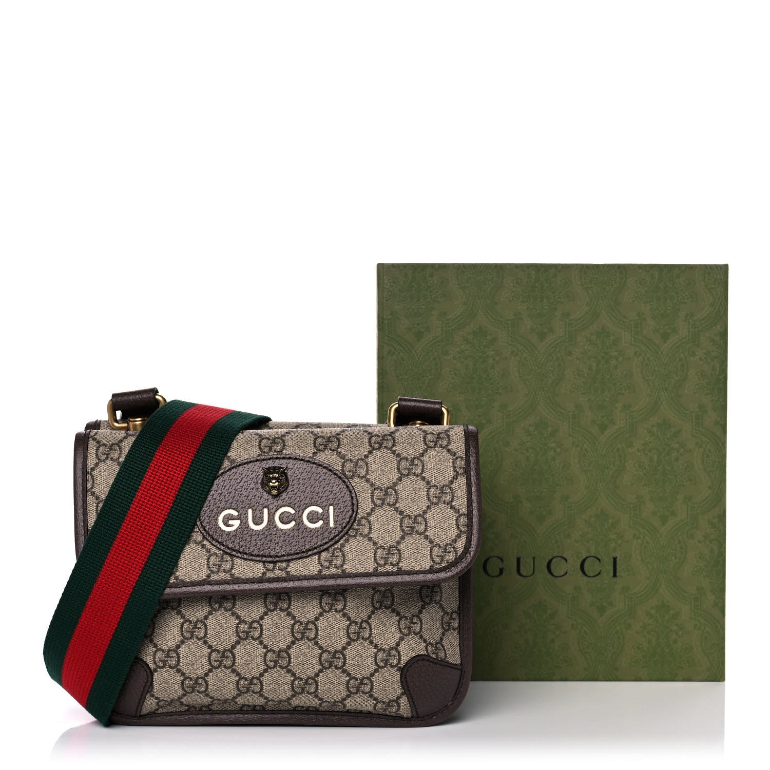 Gucci GG Supreme Monogram Web Small Neo Vintage Double Flap Messenger Bag Beige New Acero 14 of 14