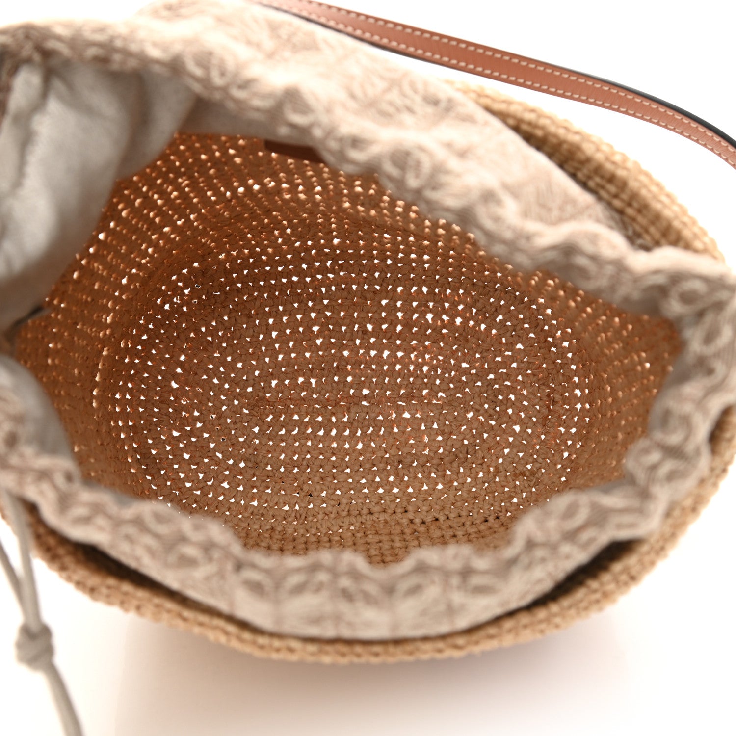 Loewe Calfskin Raffia Bucket Bag Natural Tan 5 of 11