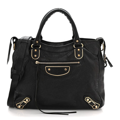 Balenciaga Chevre Gold Metallic Edge Hardware Velo Black 1 of 12
