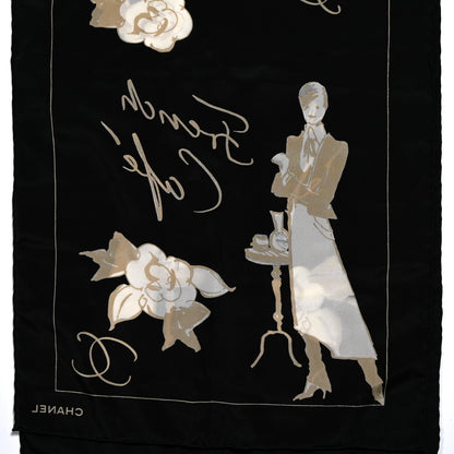Chanel Silk Camellia Cafe Stole Black 4 of 4