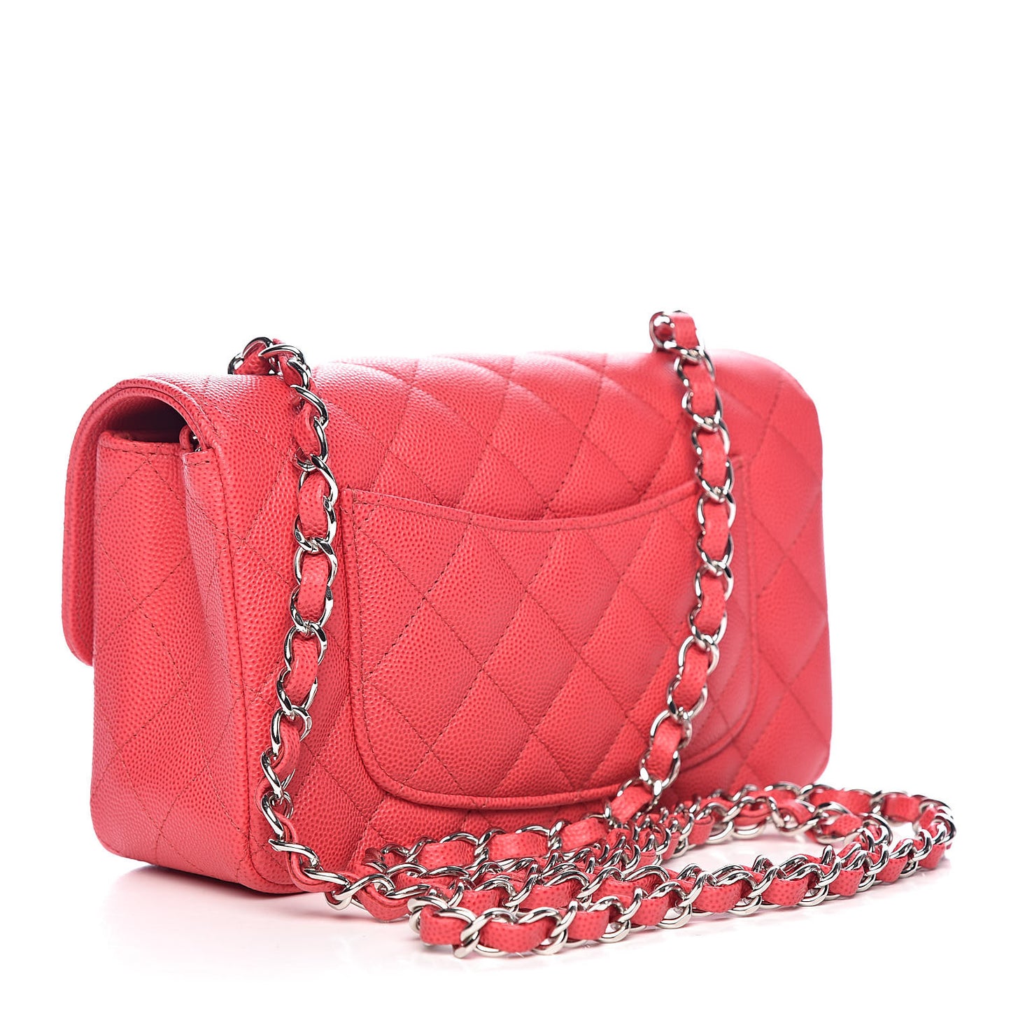 Caviar Quilted Mini Rectangular Flap Dark Pink